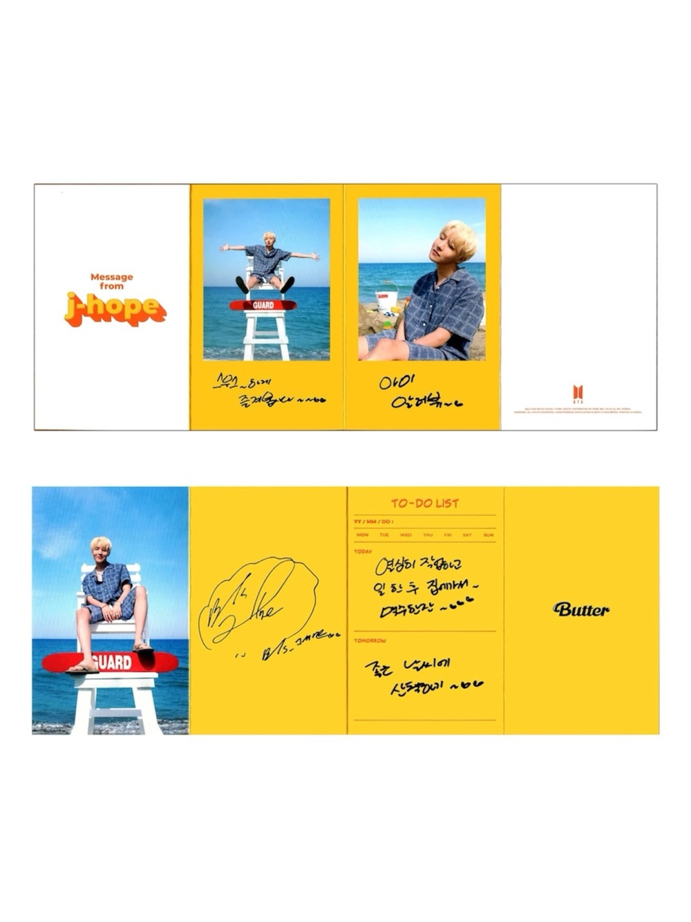 BTS BUTTER J-HOPE MESSAGE CARD - BRAND NEW